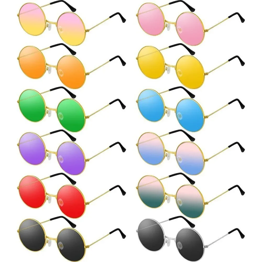 Hippie Sunglasses Multicolor Round 60s 70s Party Accessories for Women Men